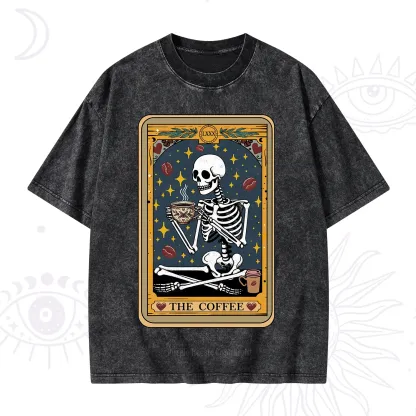 Purplehecate The Coffee Lover Tarot Card Washed T-Shirt