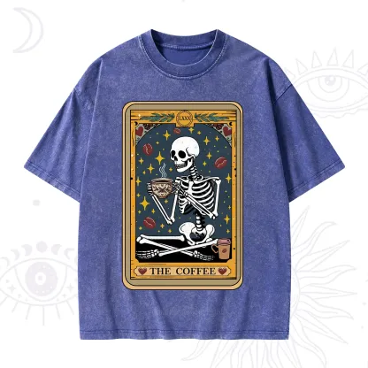Purplehecate The Coffee Lover Tarot Card Washed T-Shirt