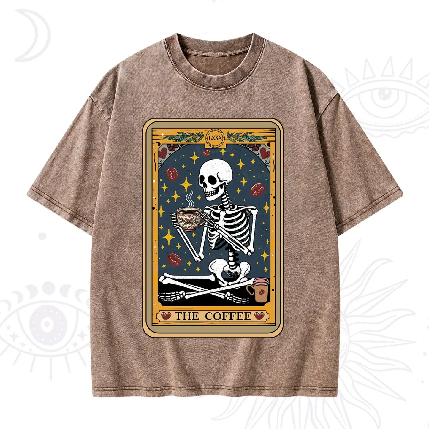 Purplehecate The Coffee Lover Tarot Card Washed T-Shirt