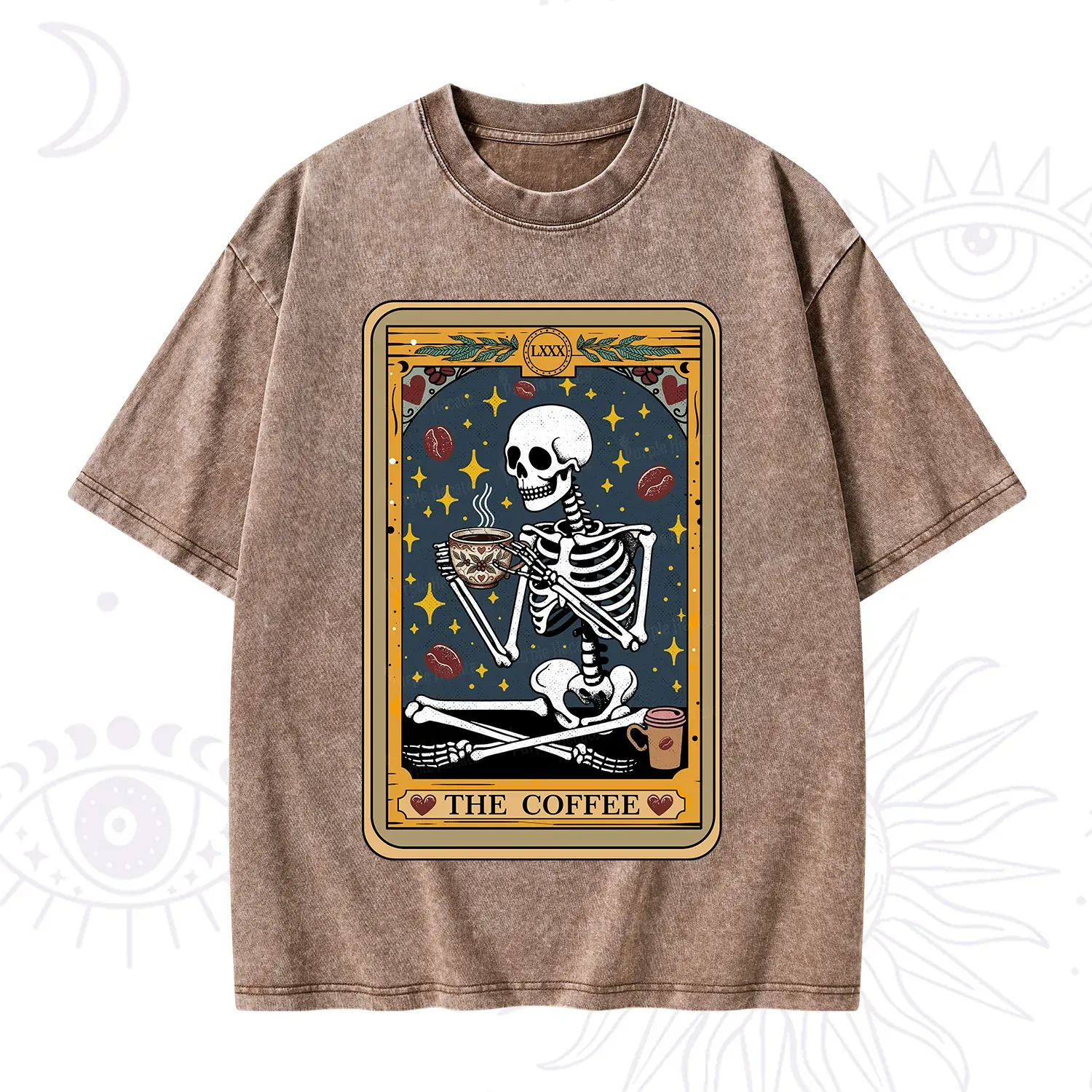 Purplehecate The Coffee Lover Tarot Card Washed T-Shirt
