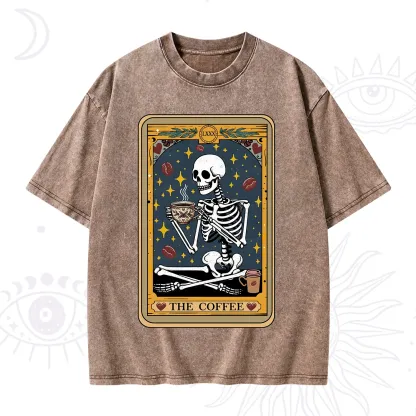 Purplehecate The Coffee Lover Tarot Card Washed T-Shirt
