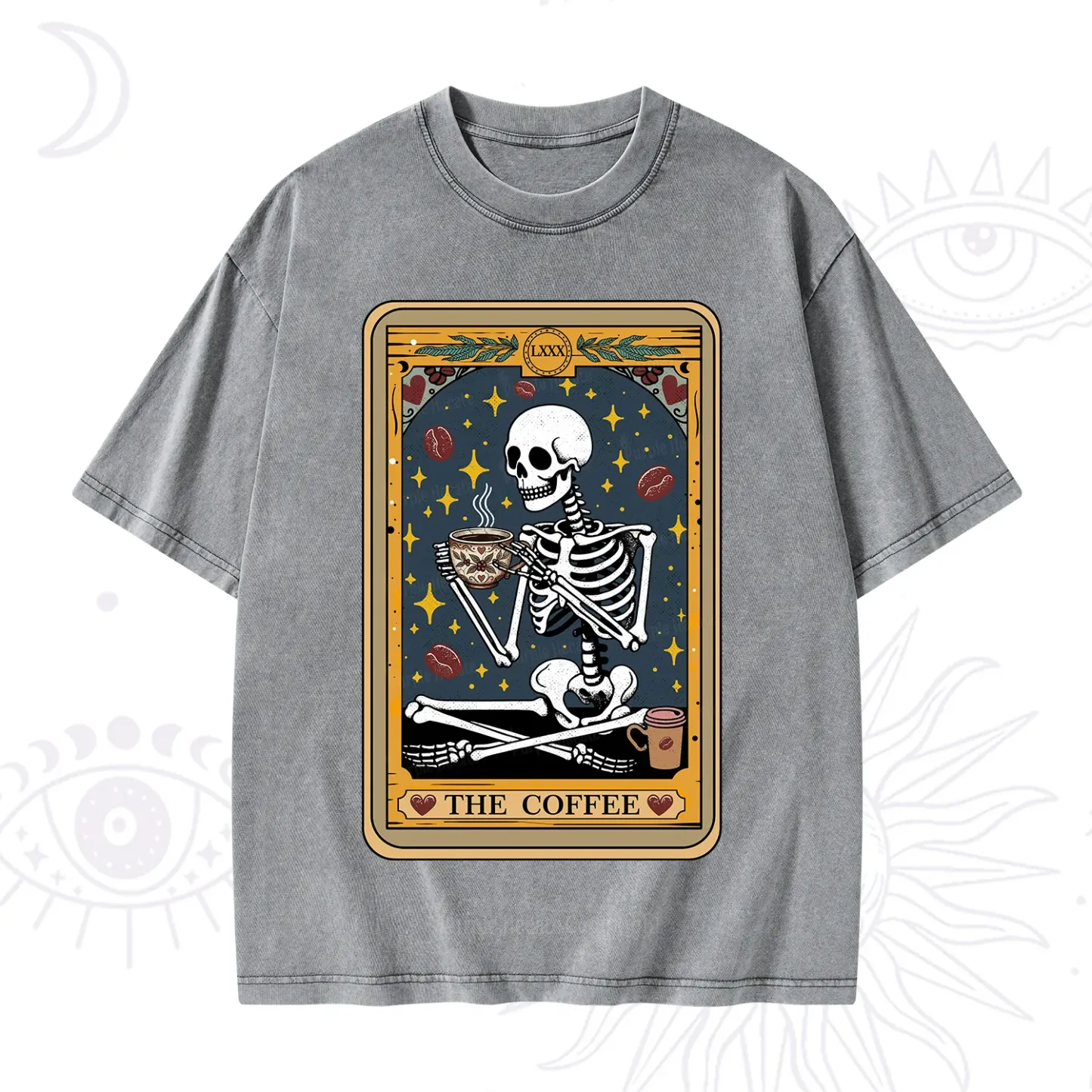 Purplehecate The Coffee Lover Tarot Card Washed T-Shirt