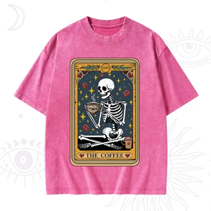 Purplehecate The Coffee Lover Tarot Card Washed T-Shirt