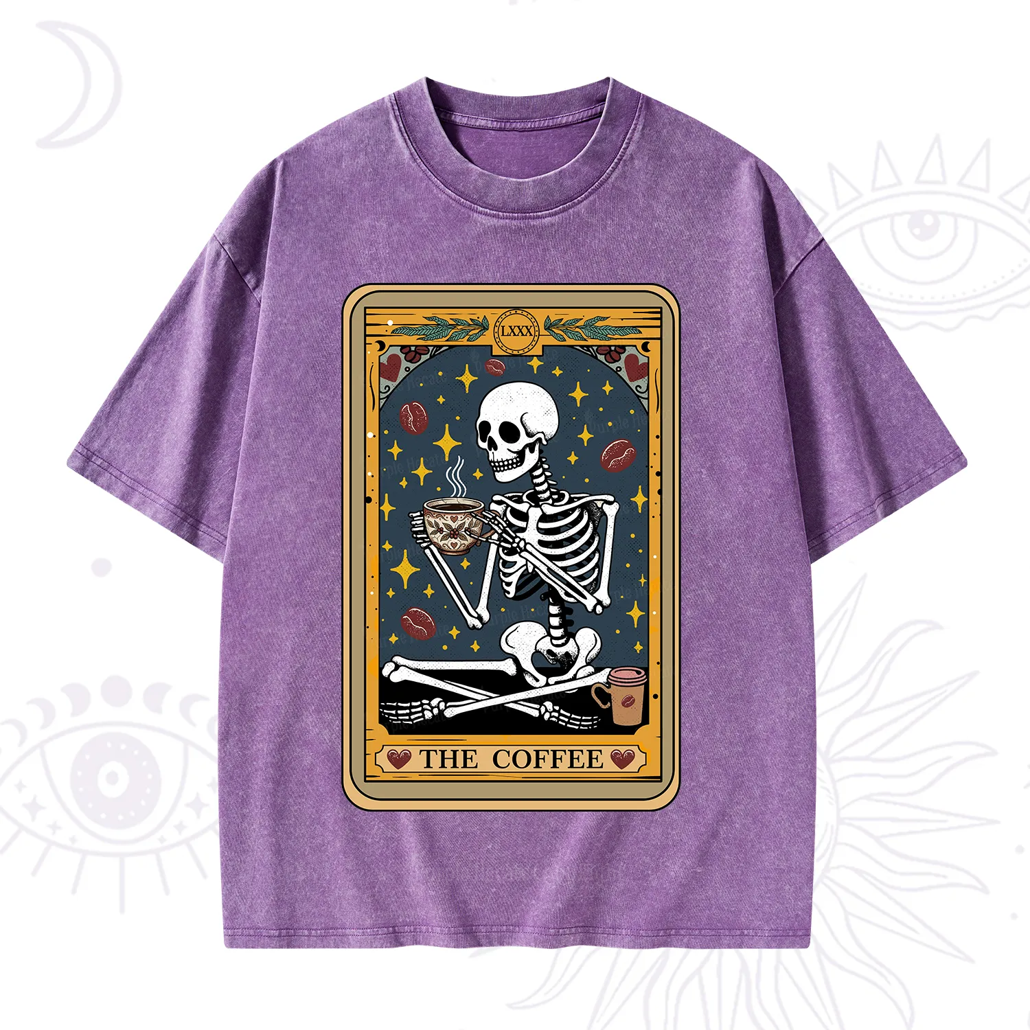 Purplehecate The Coffee Lover Tarot Card Washed T-Shirt