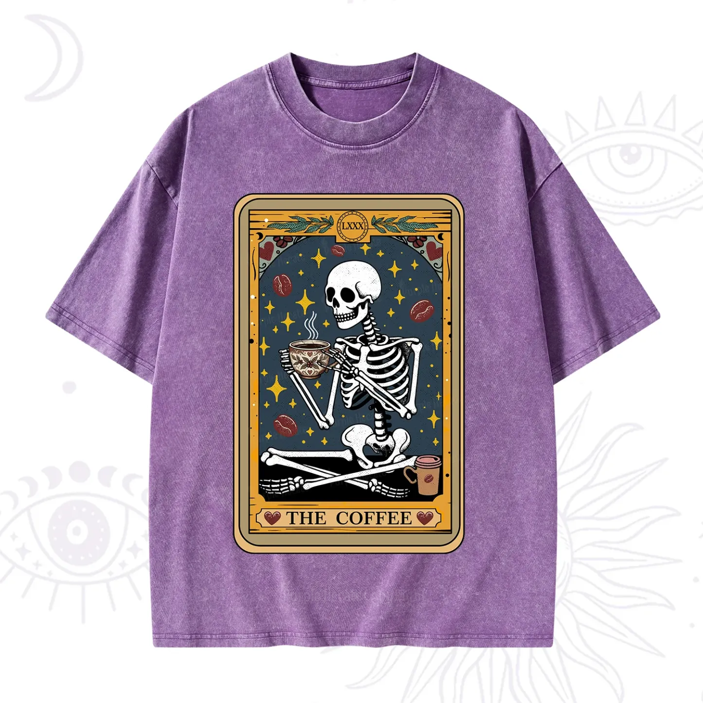 Purplehecate The Coffee Lover Tarot Card Washed T-Shirt