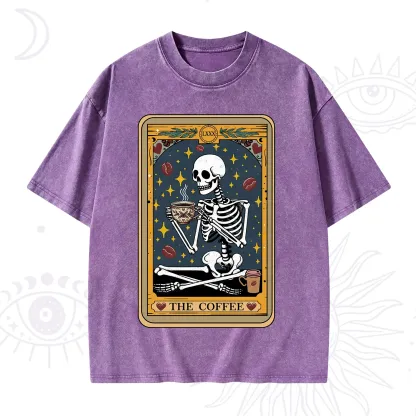 Purplehecate The Coffee Lover Tarot Card Washed T-Shirt