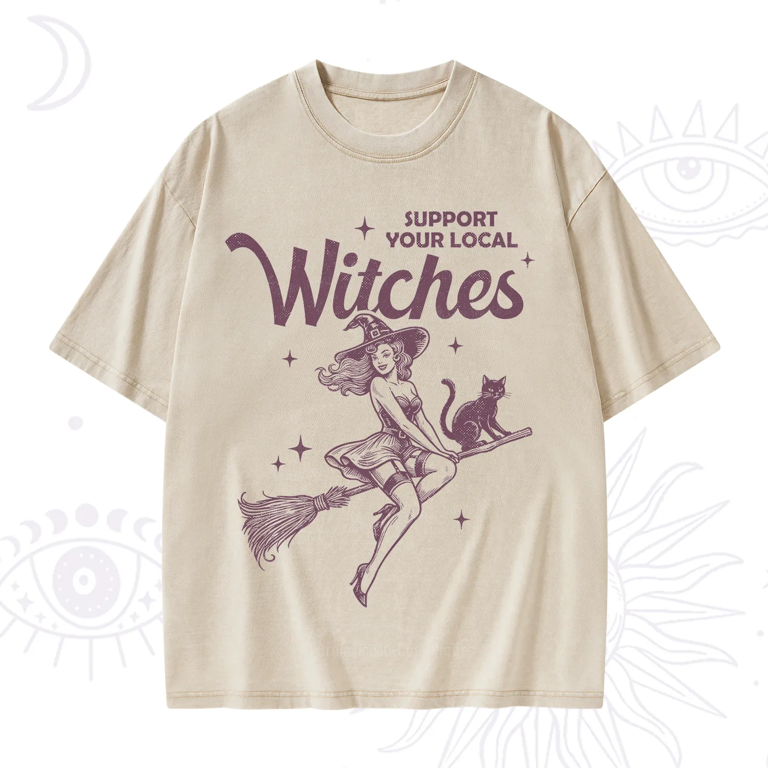 Purplehecate Support Your Local Witches Funny Witch Washed T-Shirt