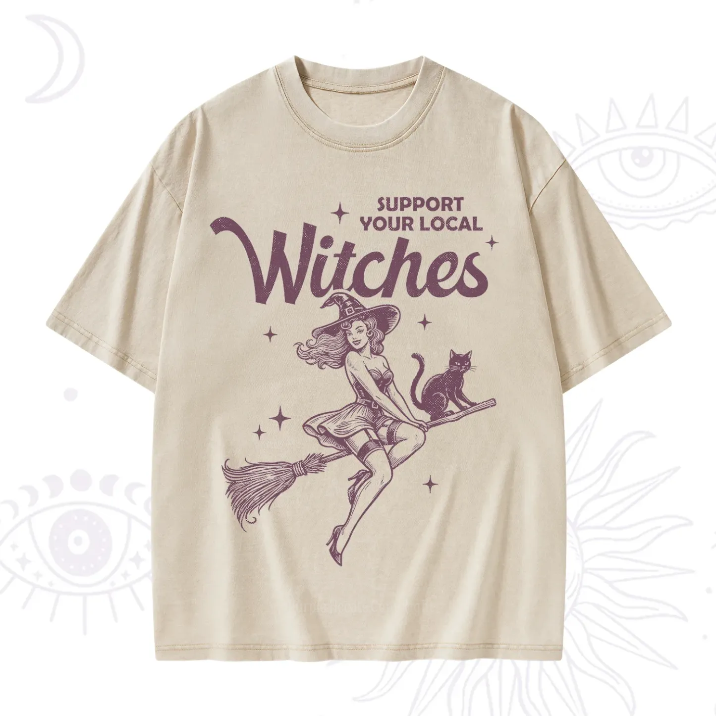 Purplehecate Support Your Local Witches Funny Witch Washed T-Shirt