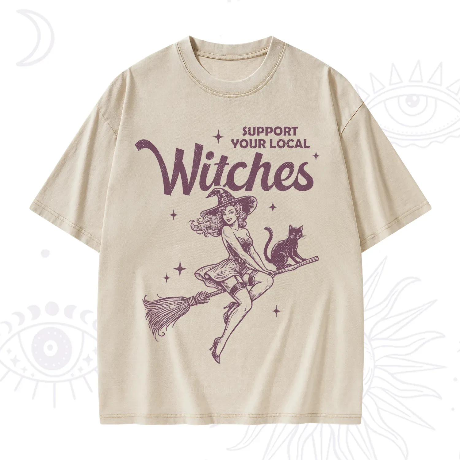Purplehecate Support Your Local Witches Funny Witch Washed T-Shirt