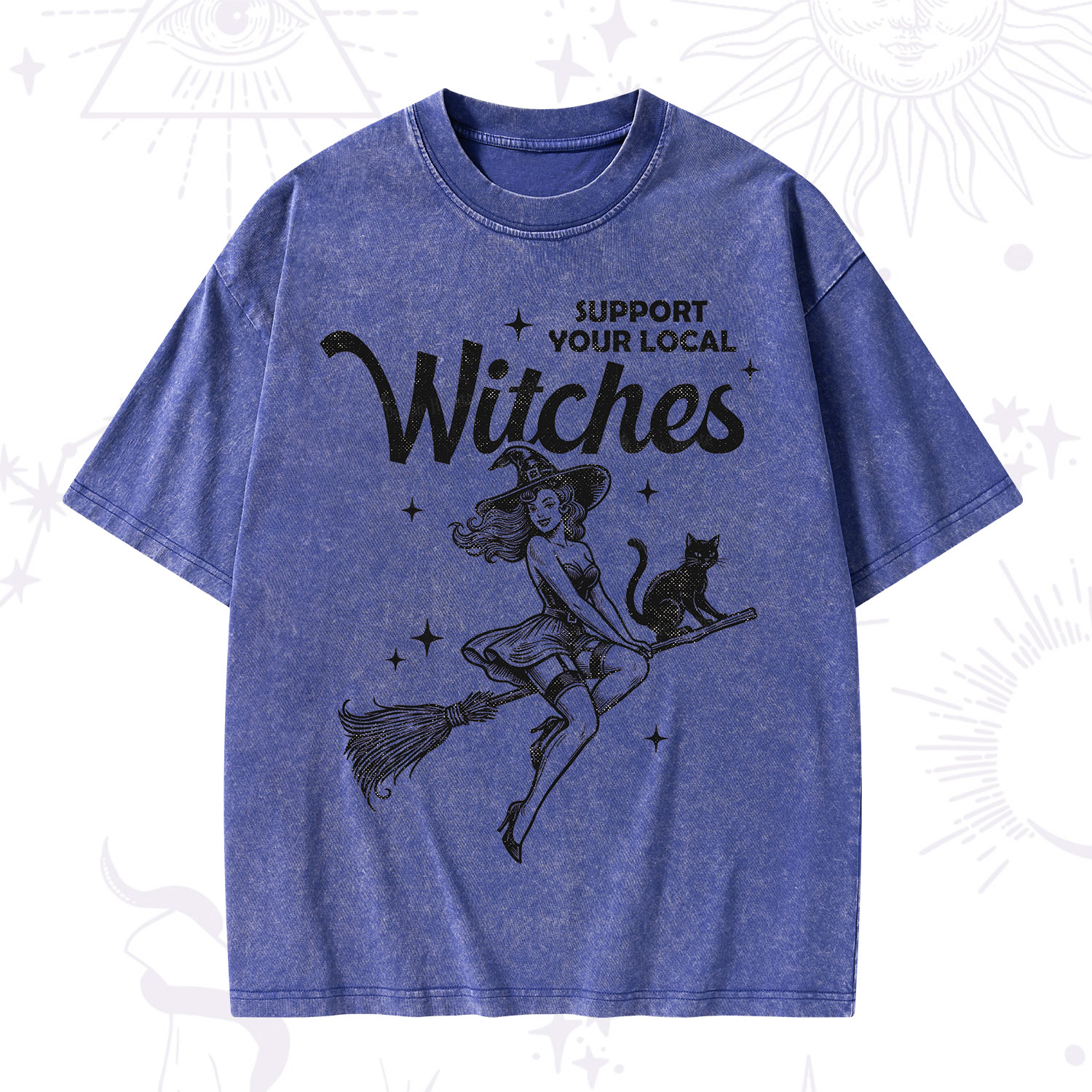 Purplehecate Support Your Local Witches Funny Witch Washed T-Shirt