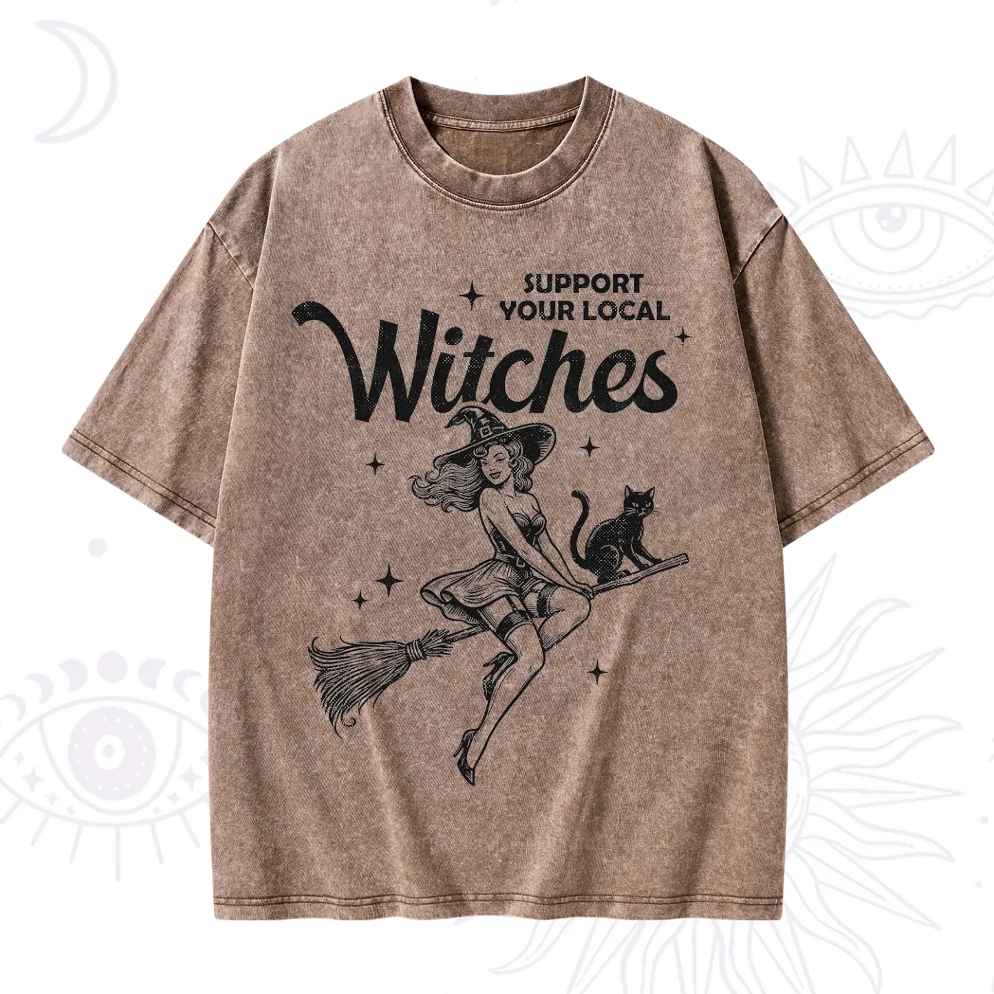 Purplehecate Support Your Local Witches Funny Witch Washed T-Shirt