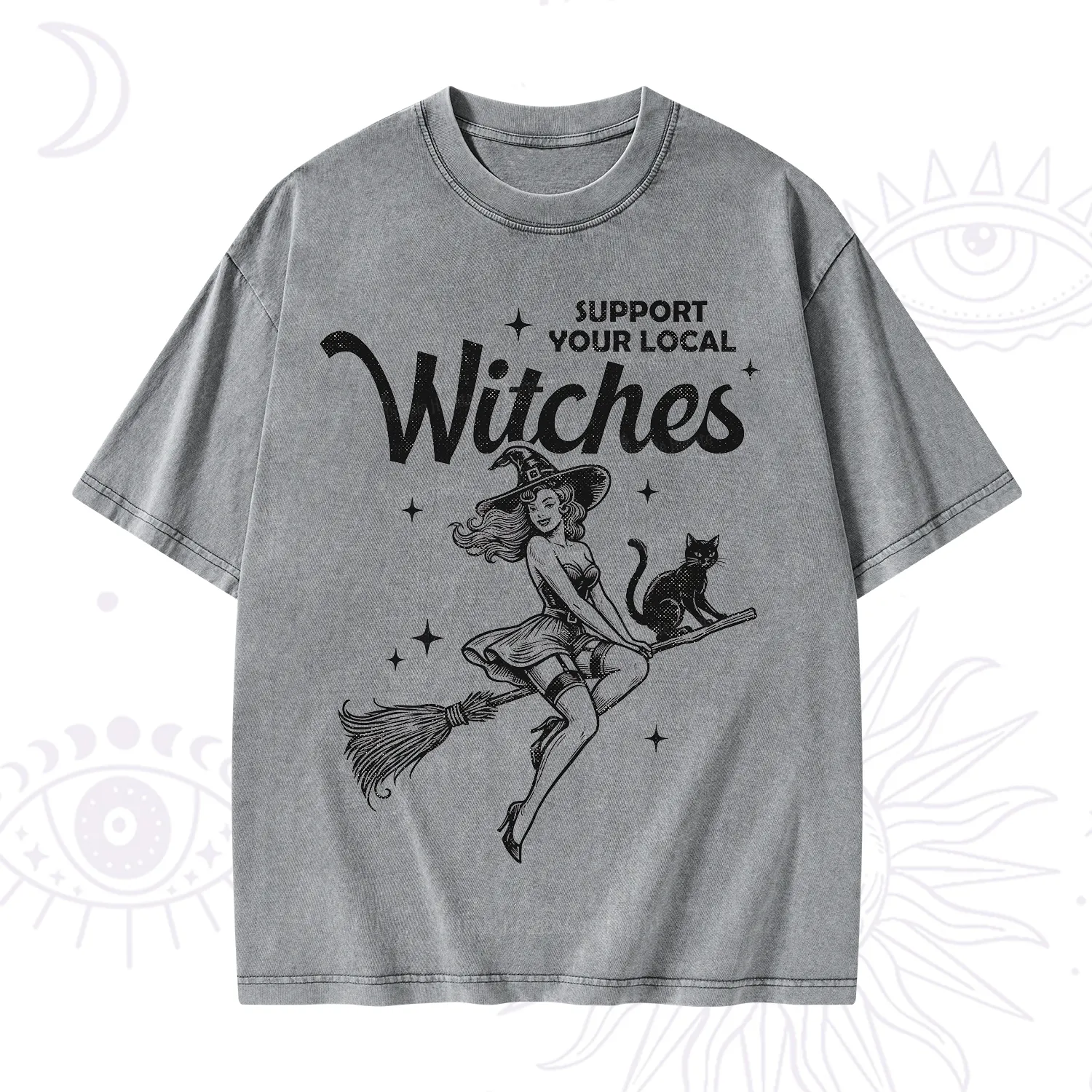 Purplehecate Support Your Local Witches Funny Witch Washed T-Shirt