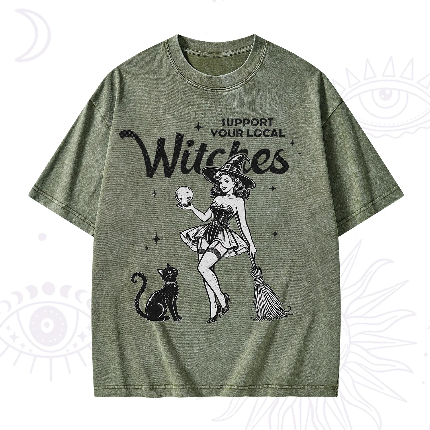 Purplehecate Support Your Local Witches Washed T-Shirt