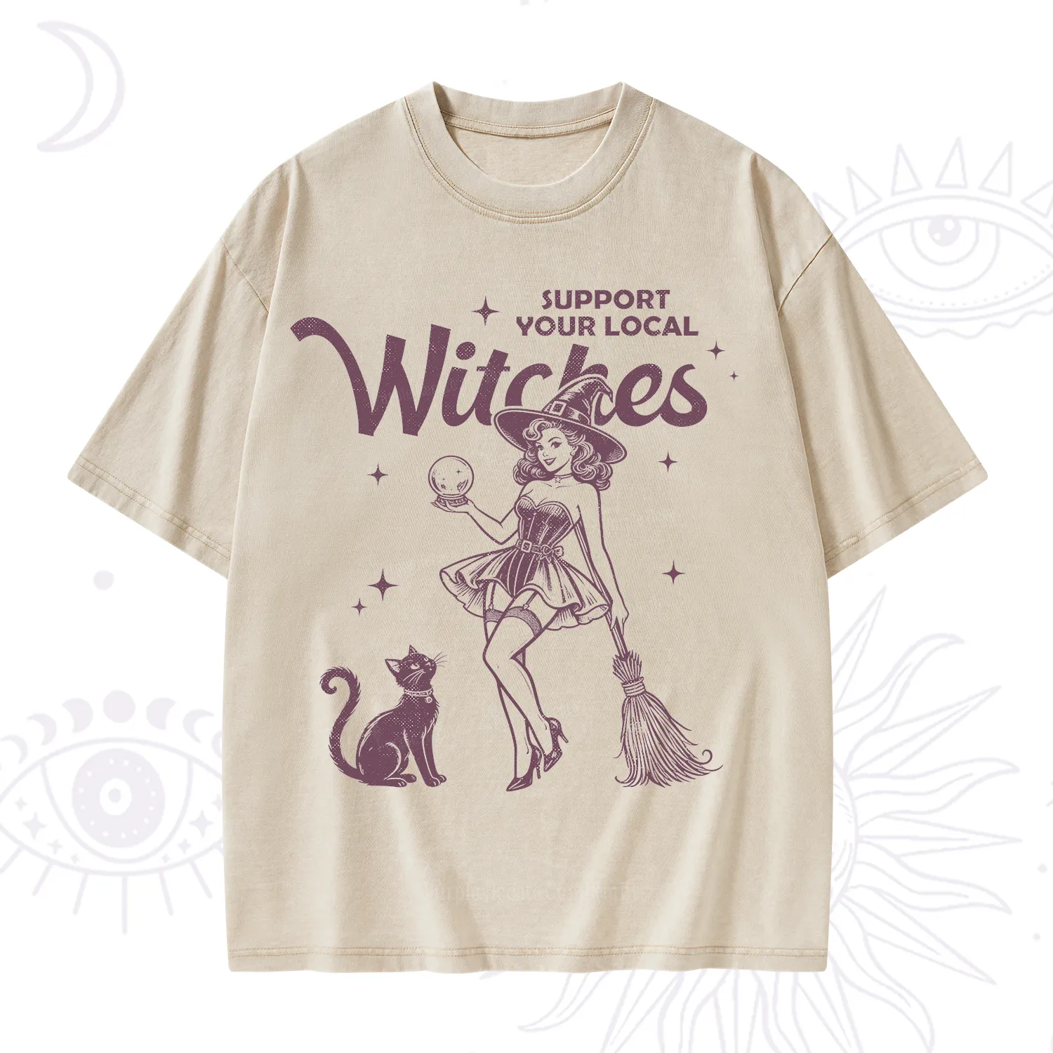 Purplehecate Support Your Local Witches Washed T-Shirt