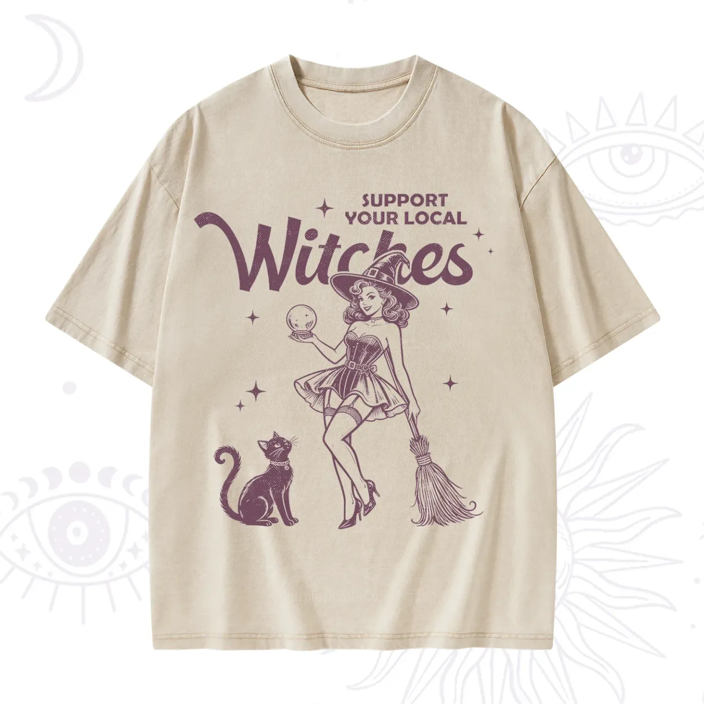 Purplehecate Support Your Local Witches Washed T-Shirt