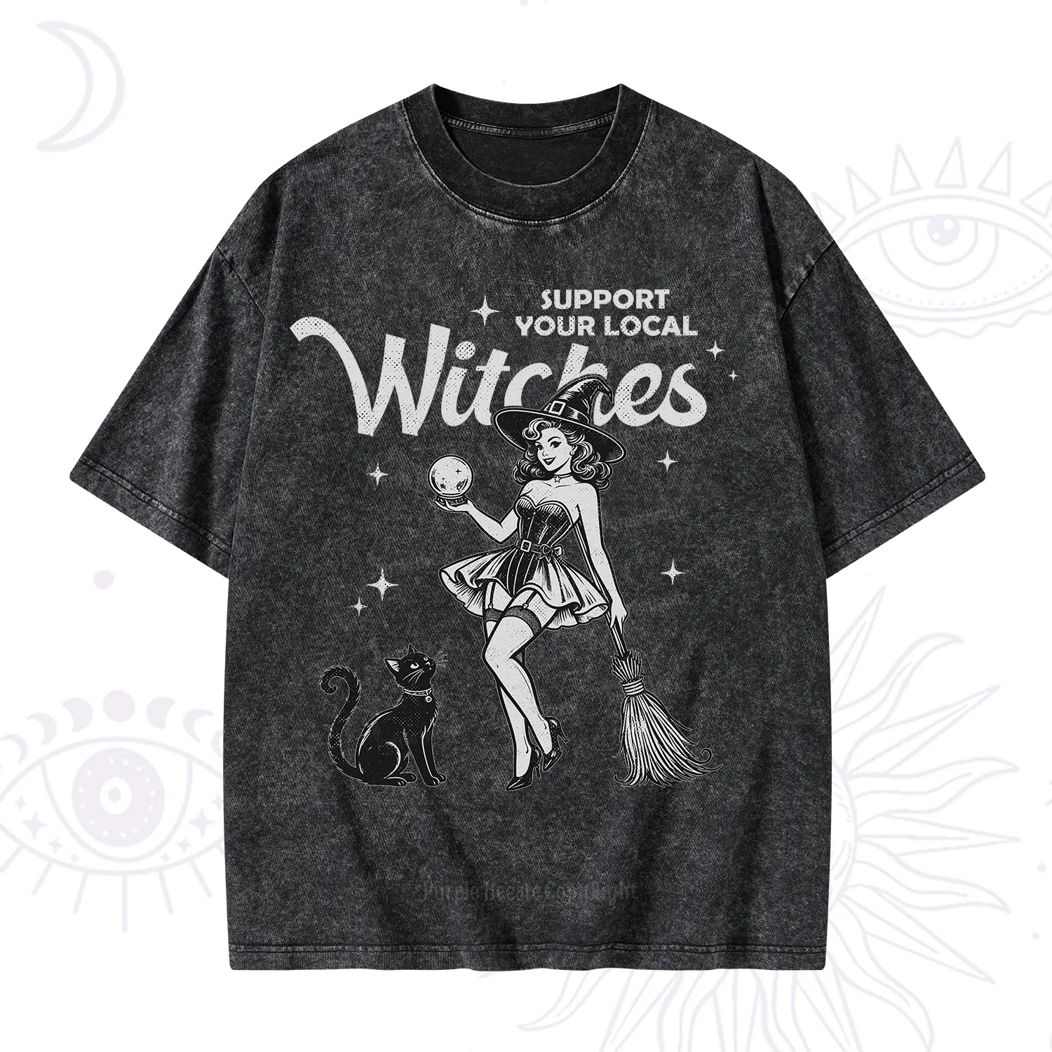 Purplehecate Support Your Local Witches Washed T-Shirt
