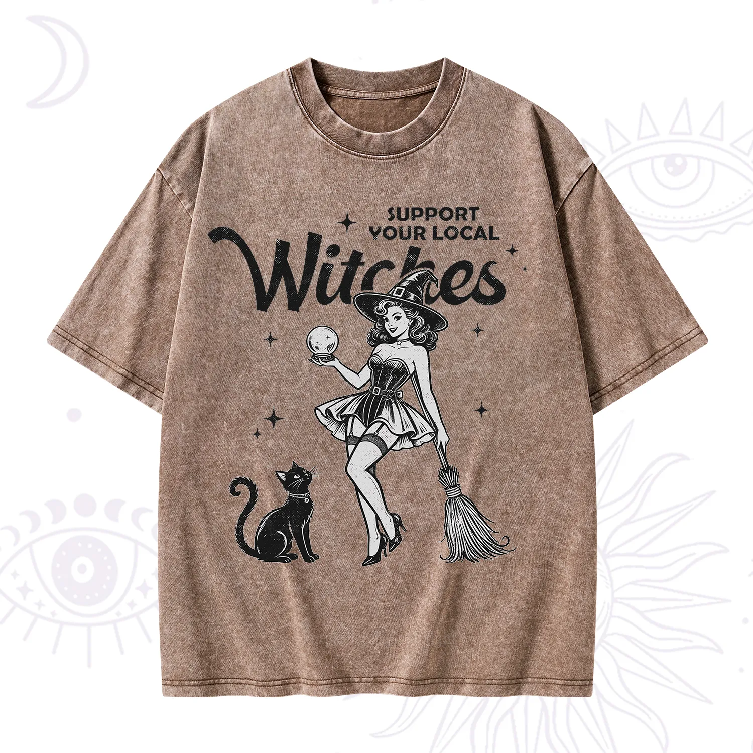 Purplehecate Support Your Local Witches Washed T-Shirt