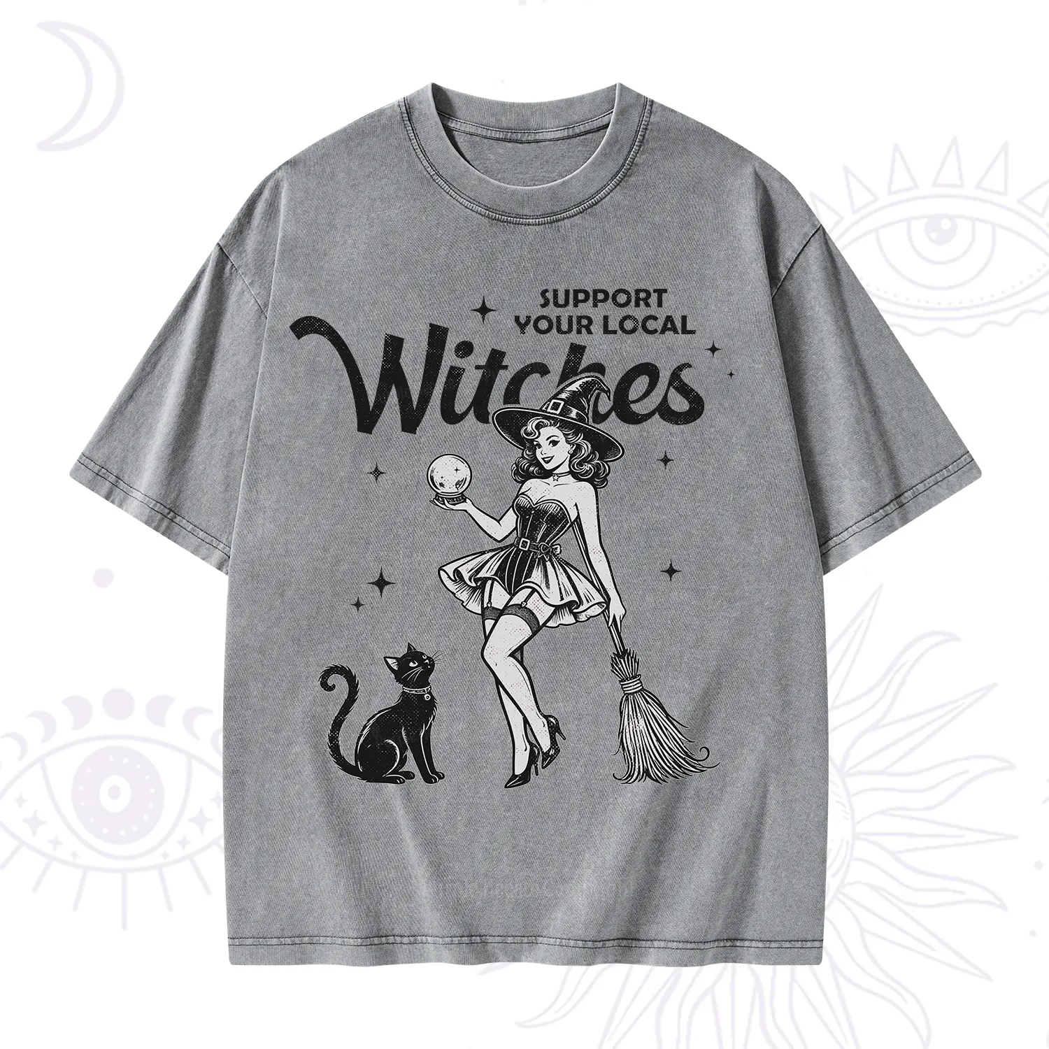 Purplehecate Support Your Local Witches Washed T-Shirt
