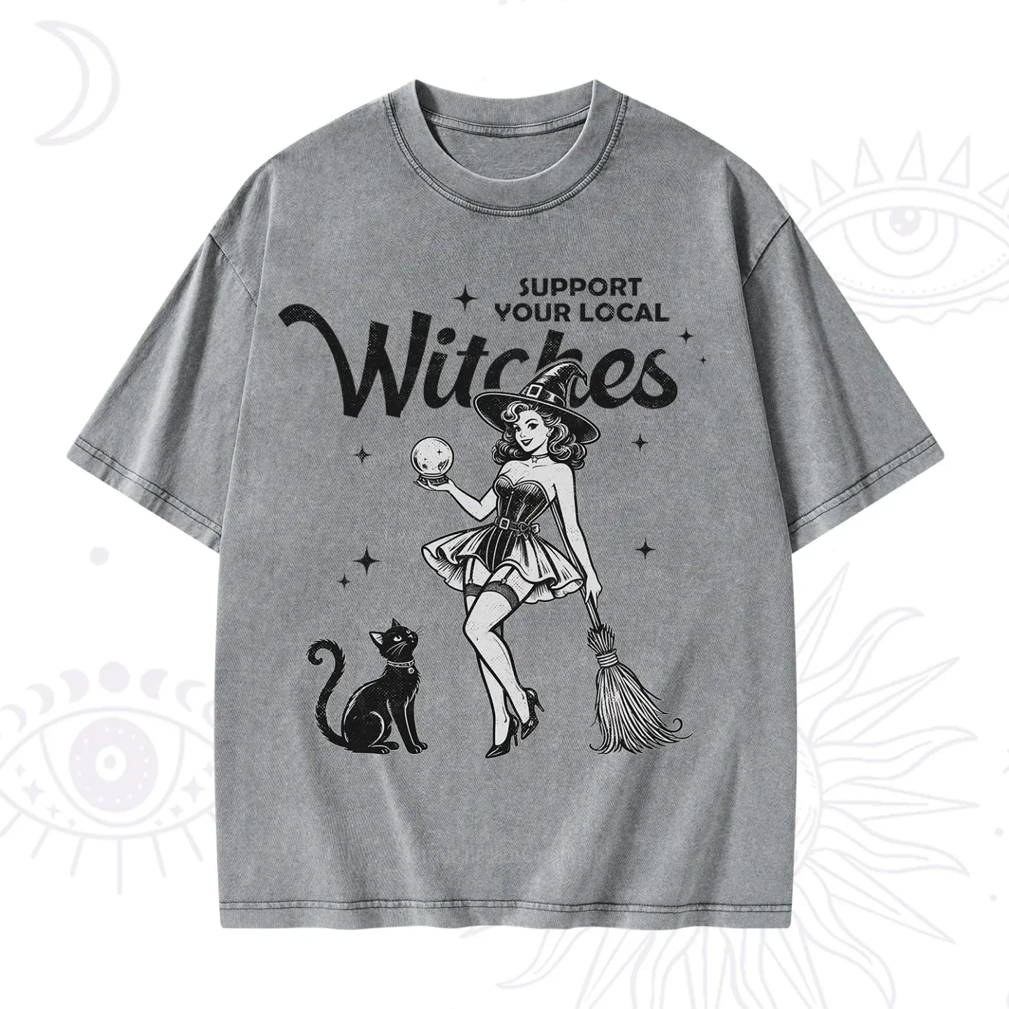 Purplehecate Support Your Local Witches Washed T-Shirt