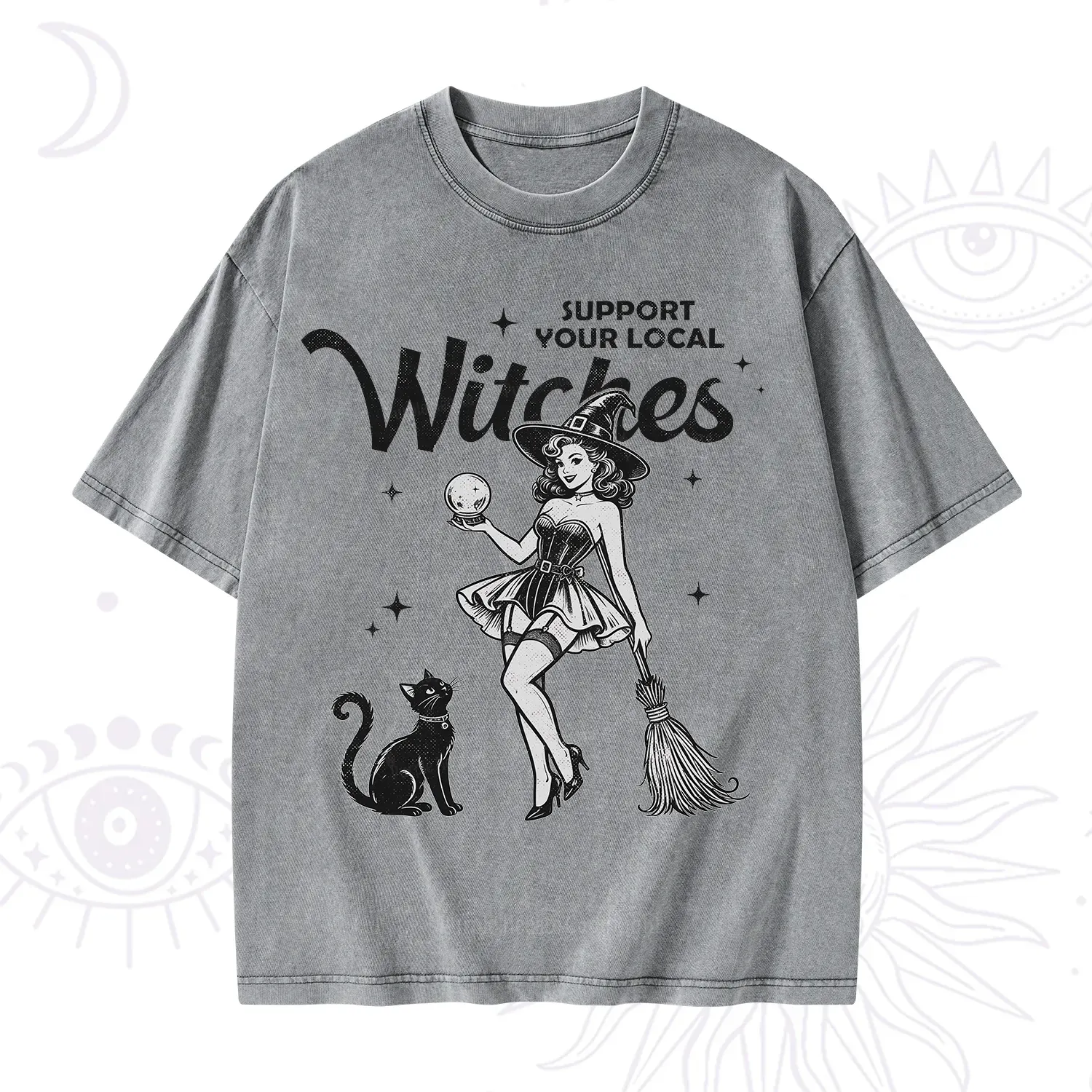 Purplehecate Support Your Local Witches Washed T-Shirt