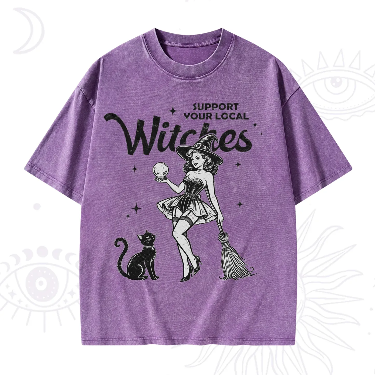 Purplehecate Support Your Local Witches Washed T-Shirt