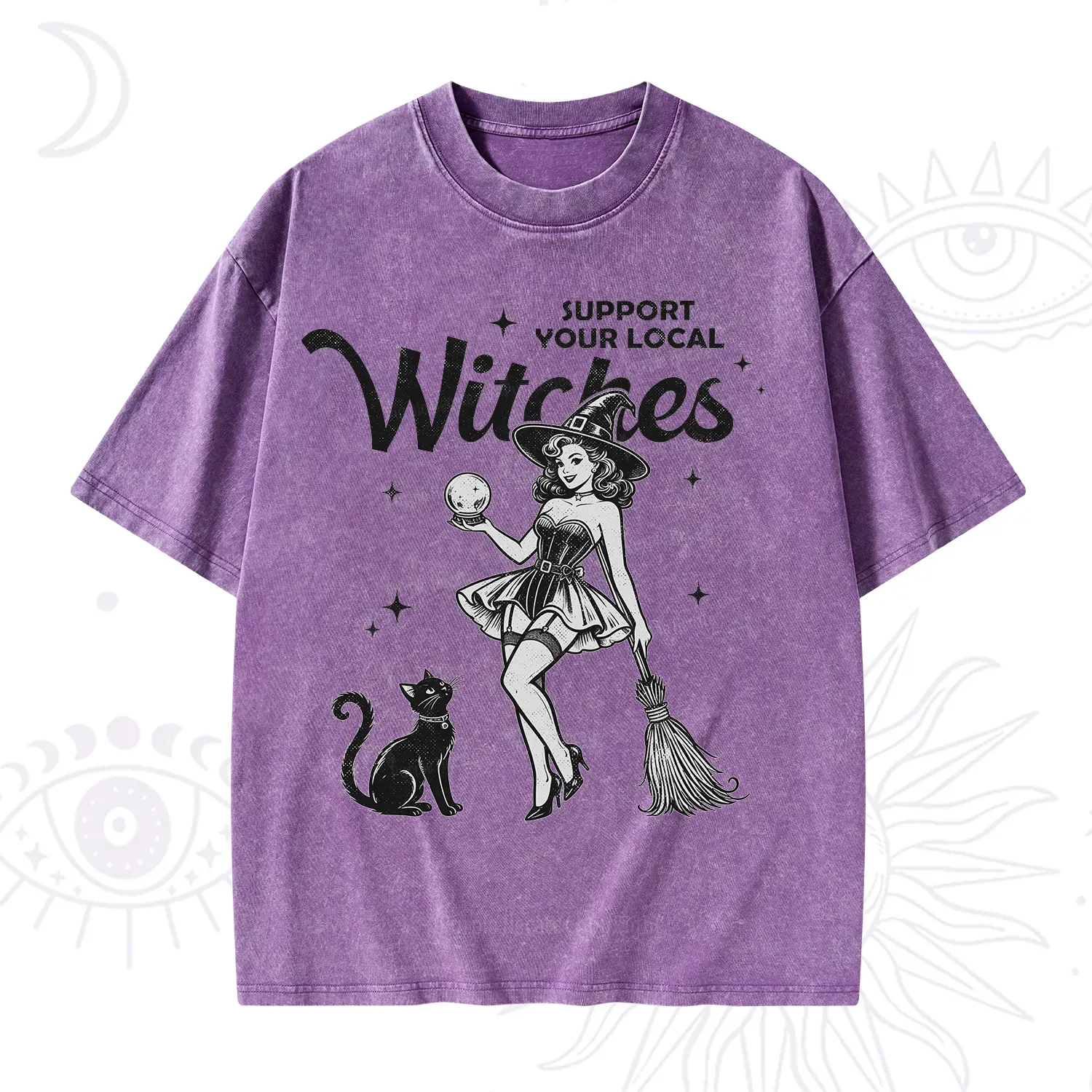 Purplehecate Support Your Local Witches Washed T-Shirt