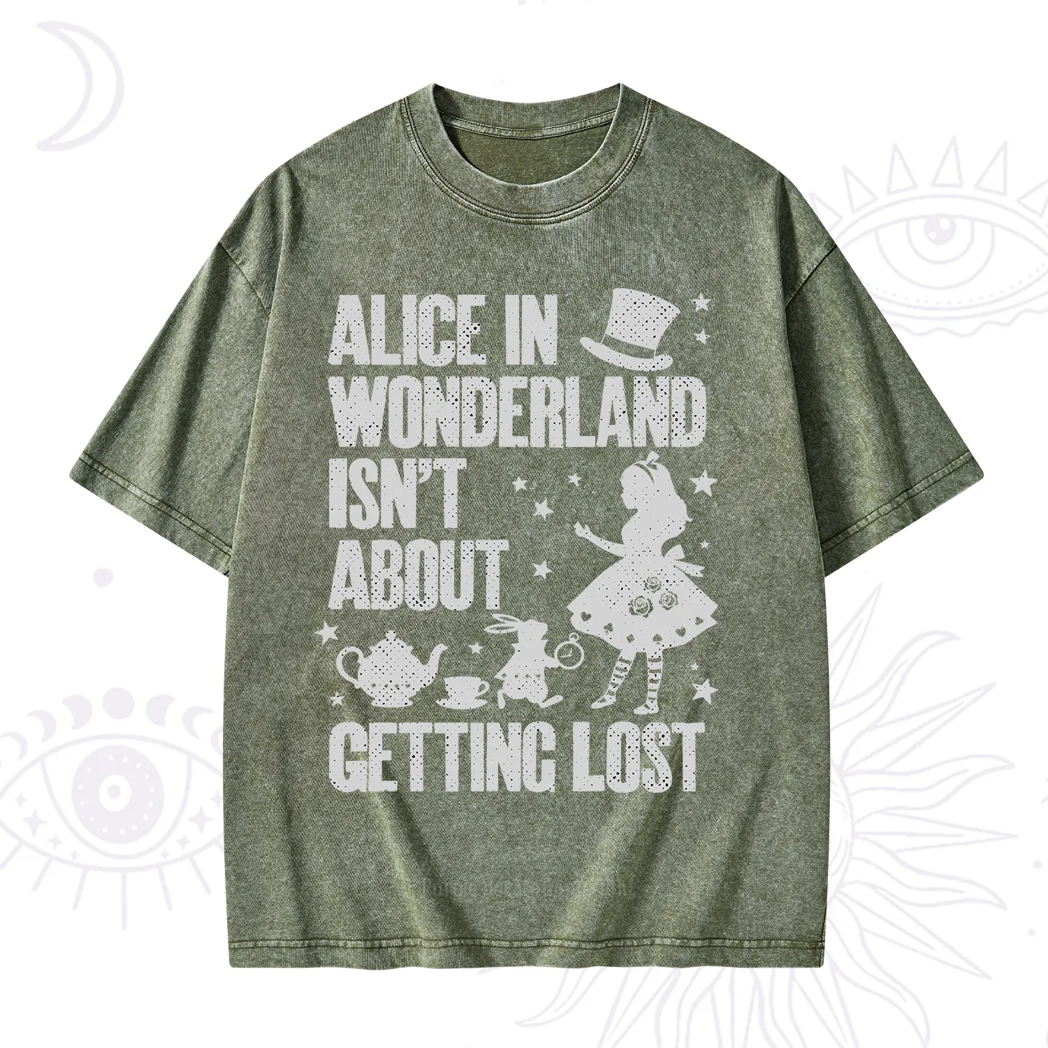 Purplehecate Alice Style Wonderland Girl Quote Washed T-Shirt