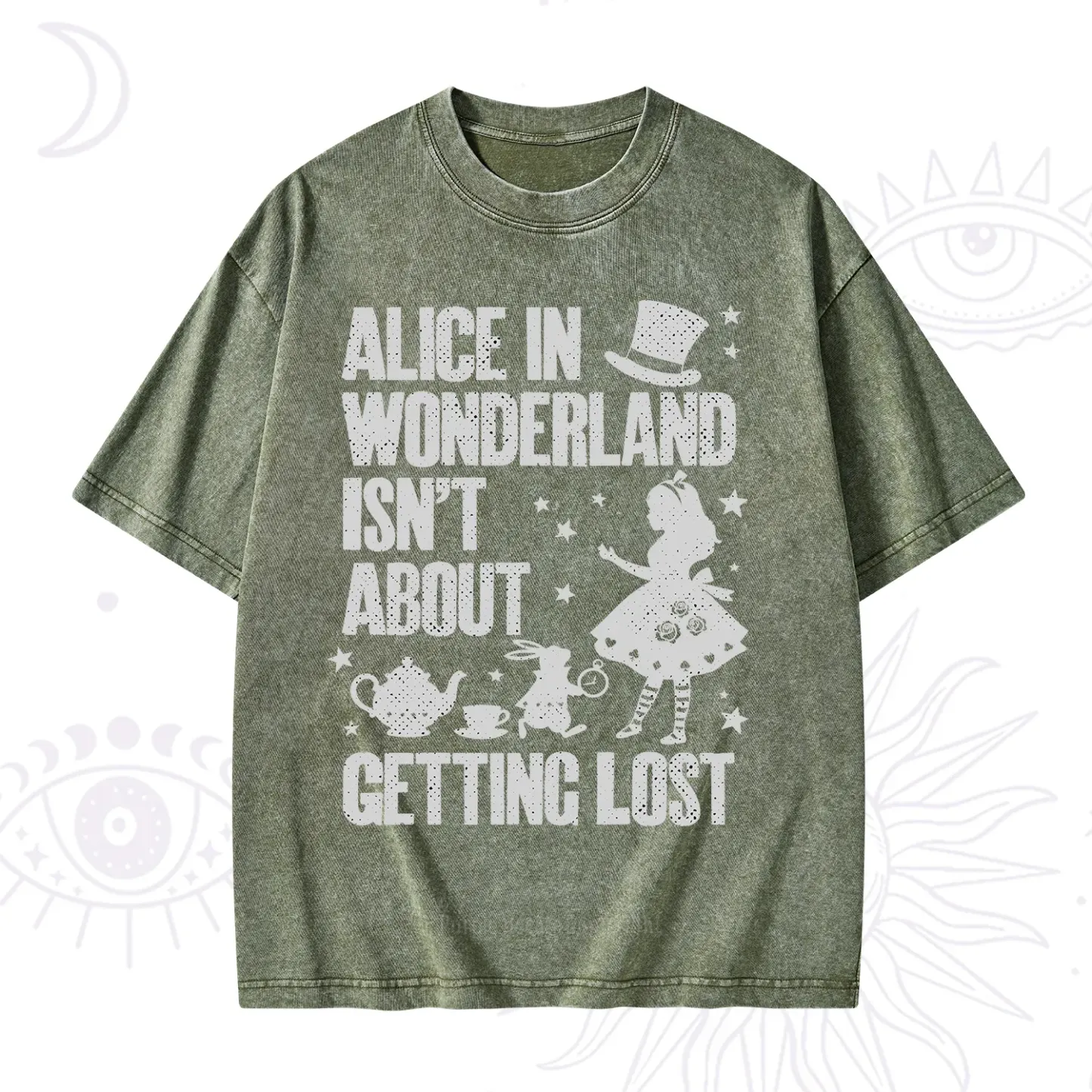 Purplehecate Alice Style Wonderland Girl Quote Washed T-Shirt