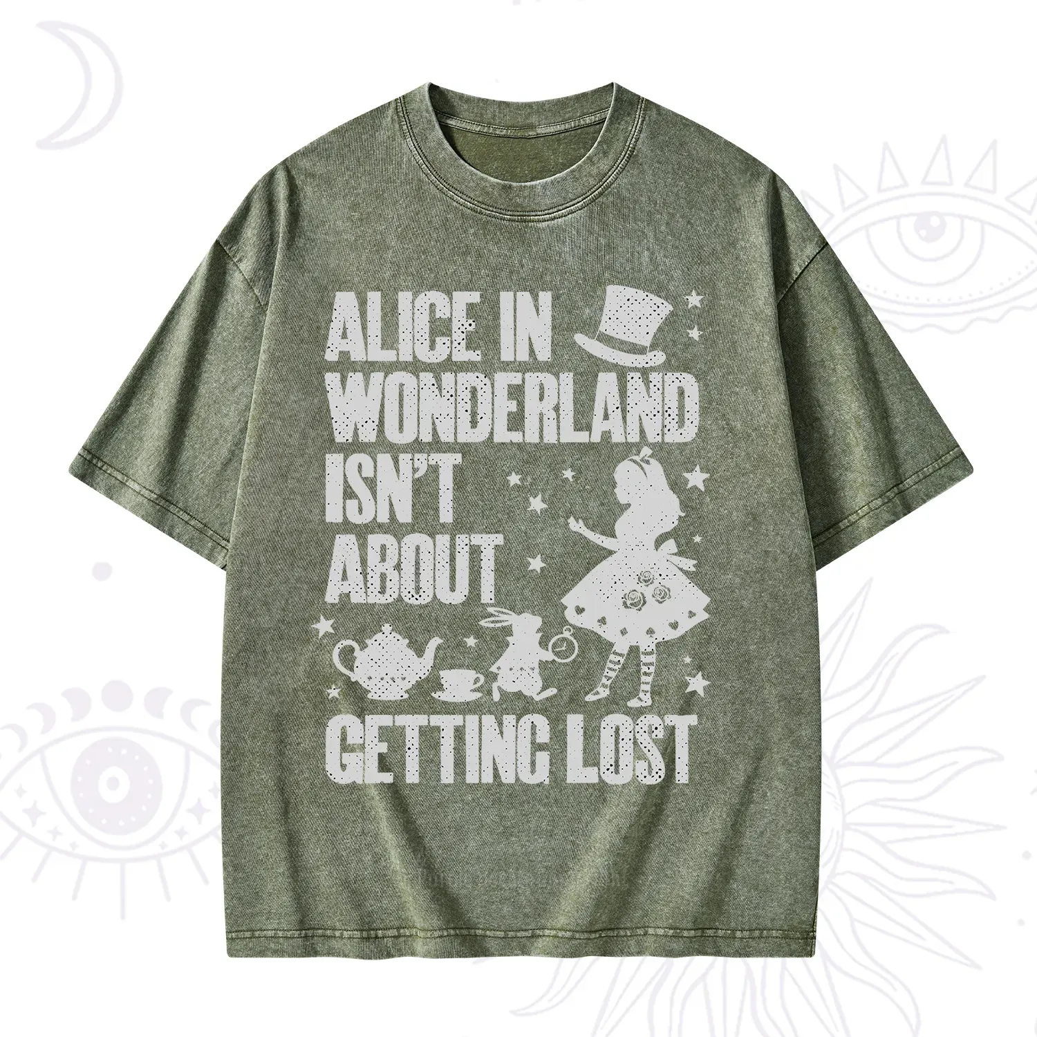Purplehecate Alice Style Wonderland Girl Quote Washed T-Shirt