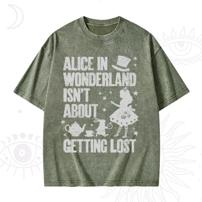 Purplehecate Alice Style Wonderland Girl Quote Washed T-Shirt