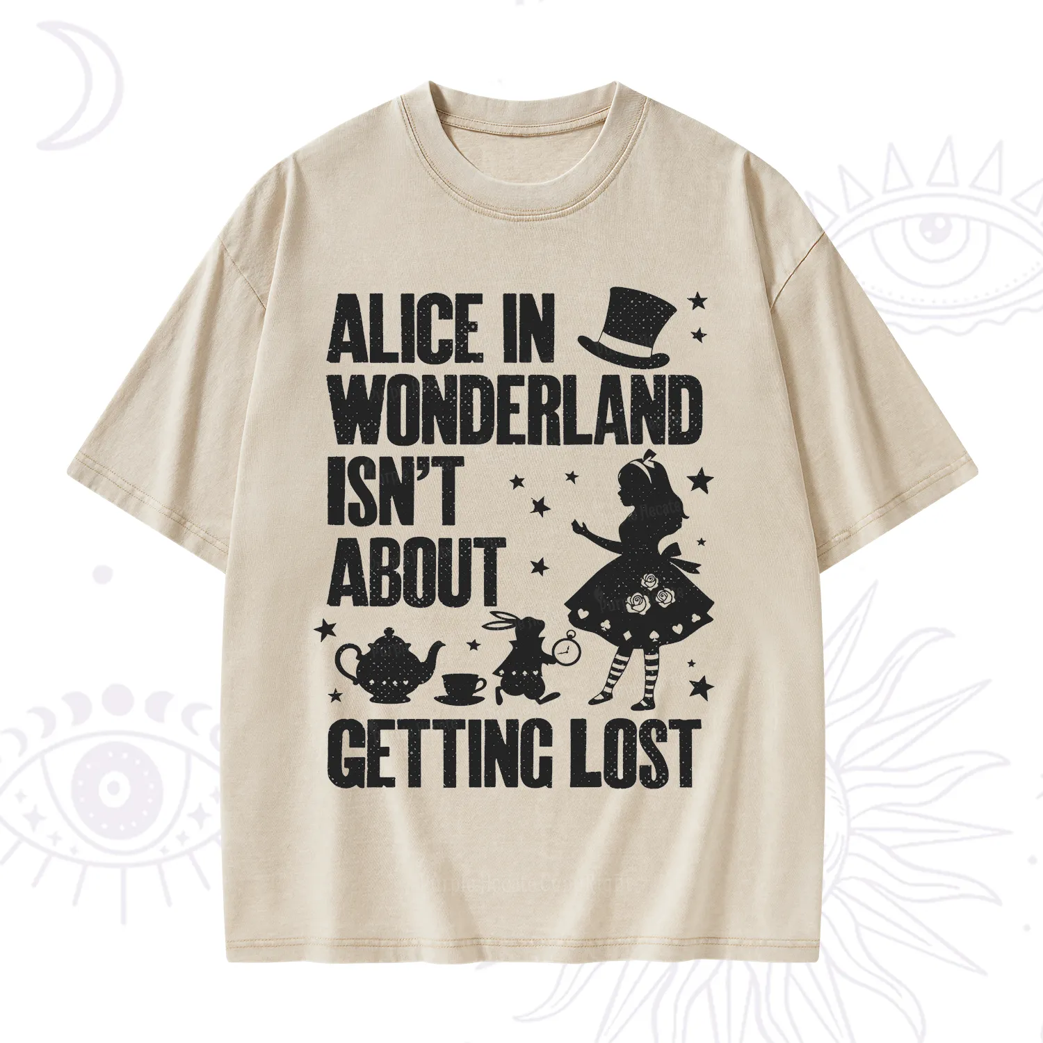 Purplehecate Alice Style Wonderland Girl Quote Washed T-Shirt