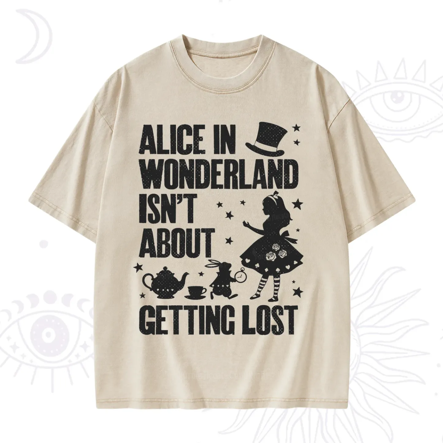Purplehecate Alice Style Wonderland Girl Quote Washed T-Shirt