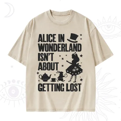Purplehecate Alice Style Wonderland Girl Quote Washed T-Shirt