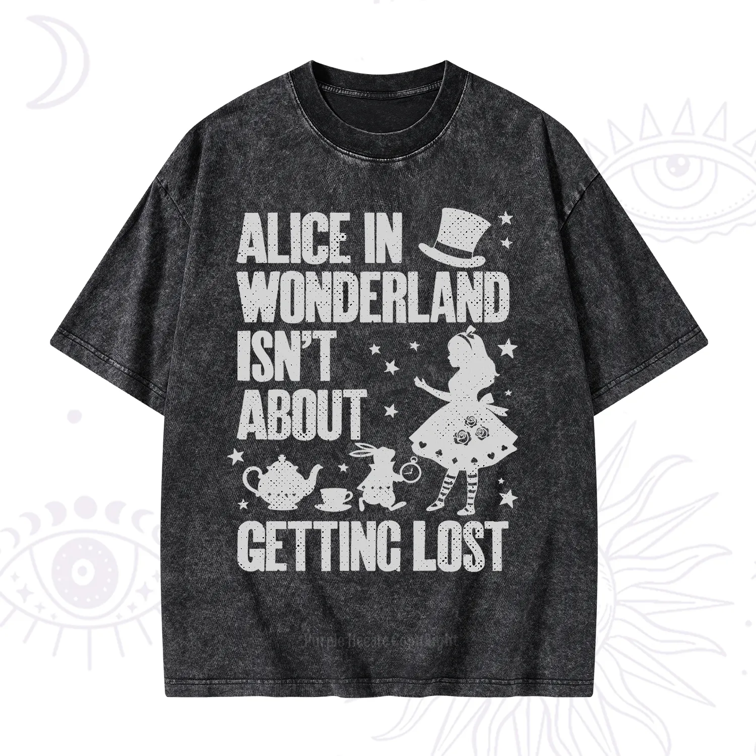 Purplehecate Alice Style Wonderland Girl Quote Washed T-Shirt