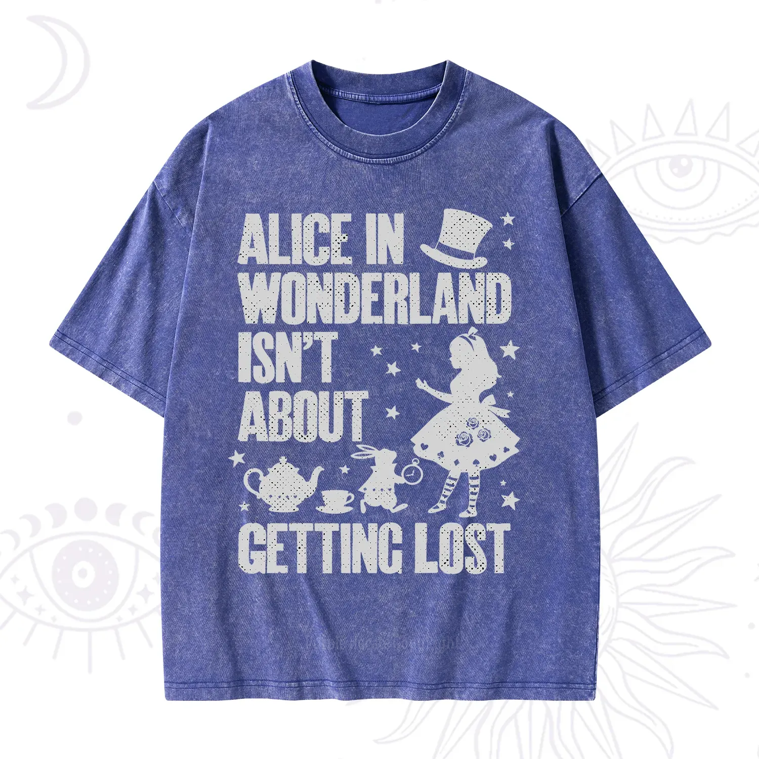 Purplehecate Alice Style Wonderland Girl Quote Washed T-Shirt