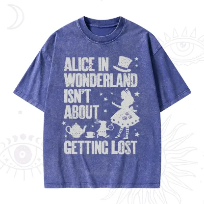 Purplehecate Alice Style Wonderland Girl Quote Washed T-Shirt