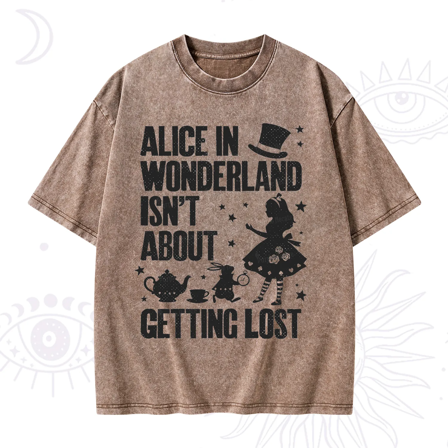 Purplehecate Alice Style Wonderland Girl Quote Washed T-Shirt