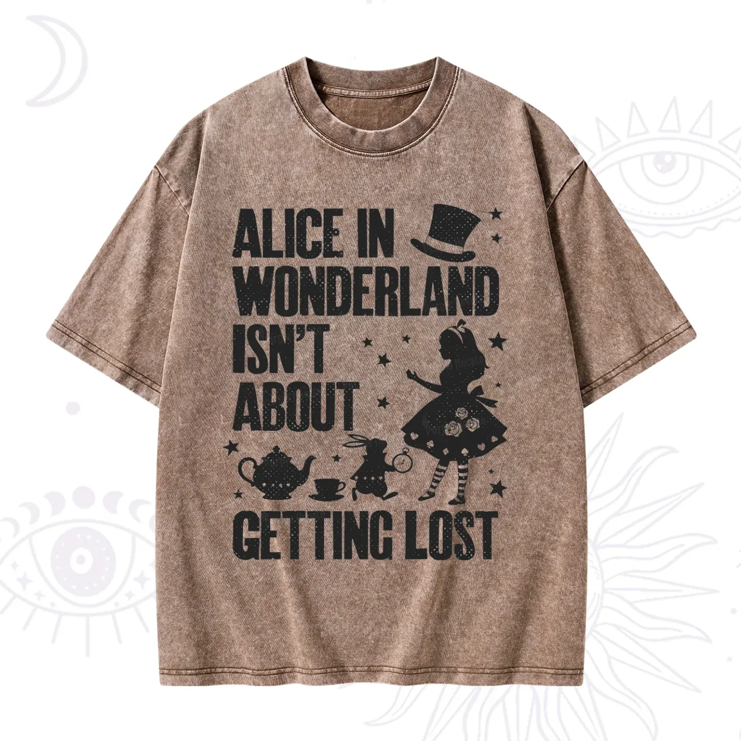 Purplehecate Alice Style Wonderland Girl Quote Washed T-Shirt