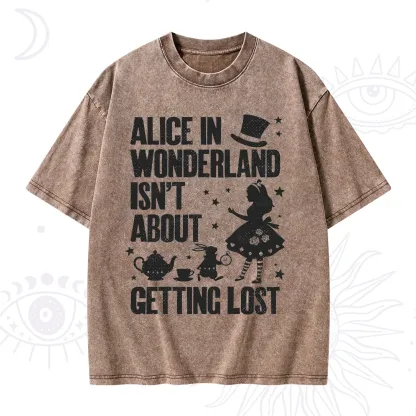 Purplehecate Alice Style Wonderland Girl Quote Washed T-Shirt