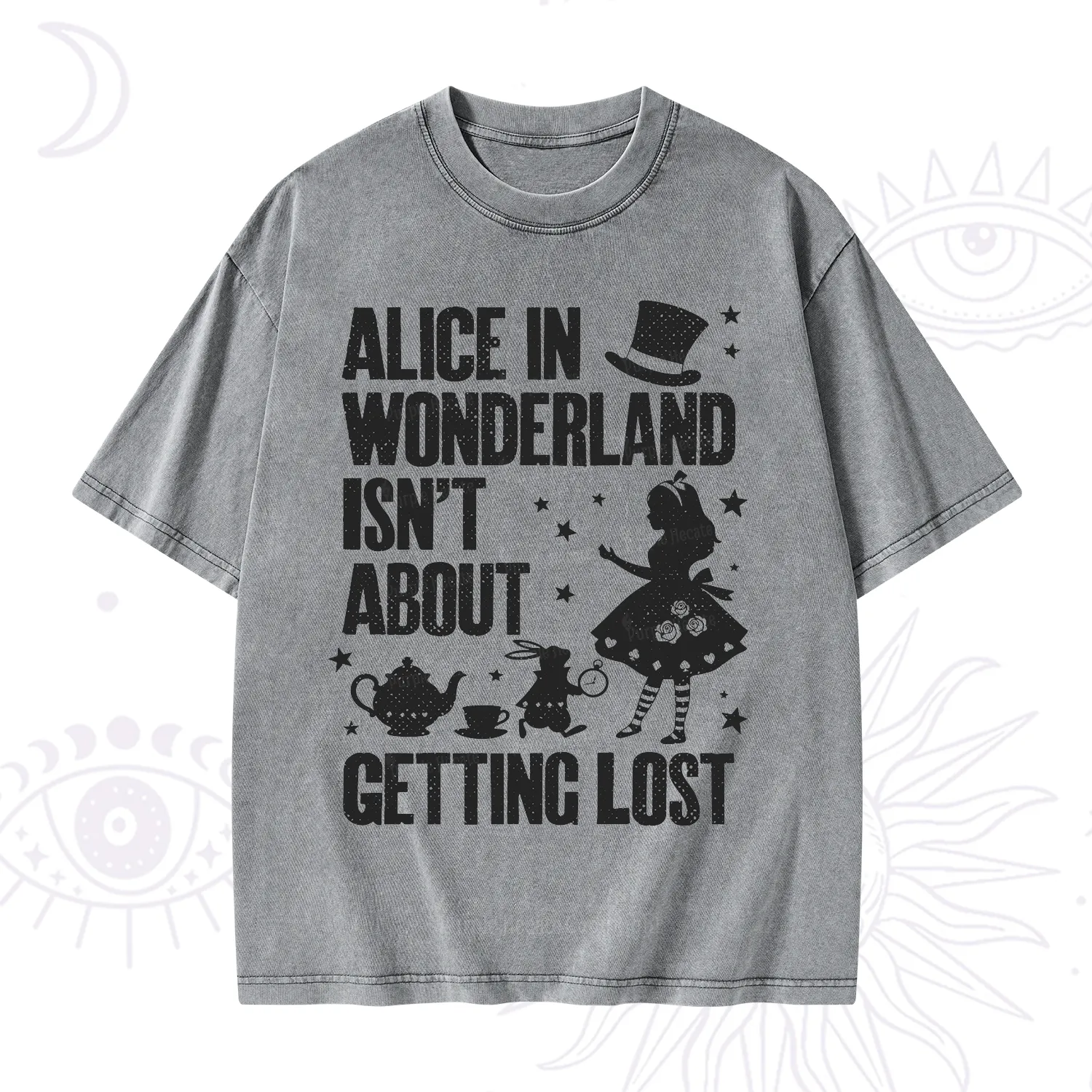 Purplehecate Alice Style Wonderland Girl Quote Washed T-Shirt