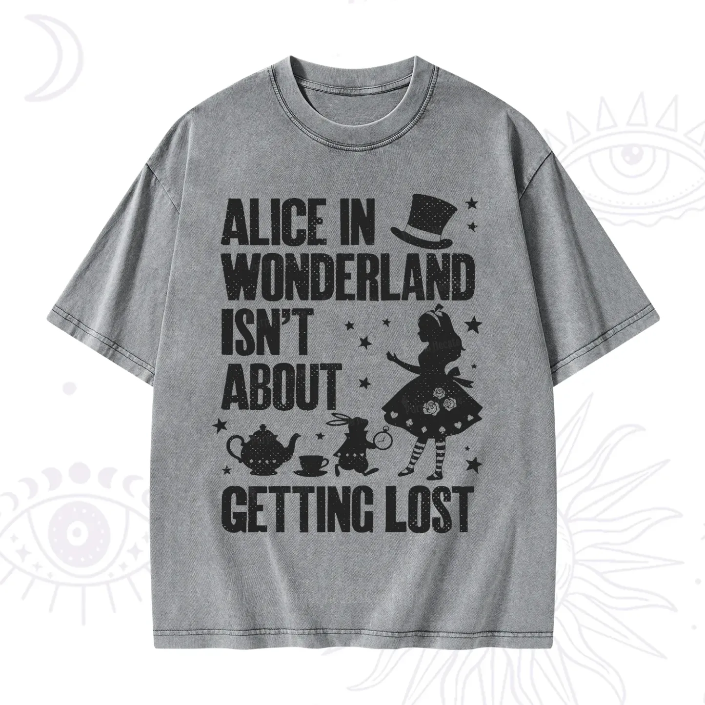 Purplehecate Alice Style Wonderland Girl Quote Washed T-Shirt