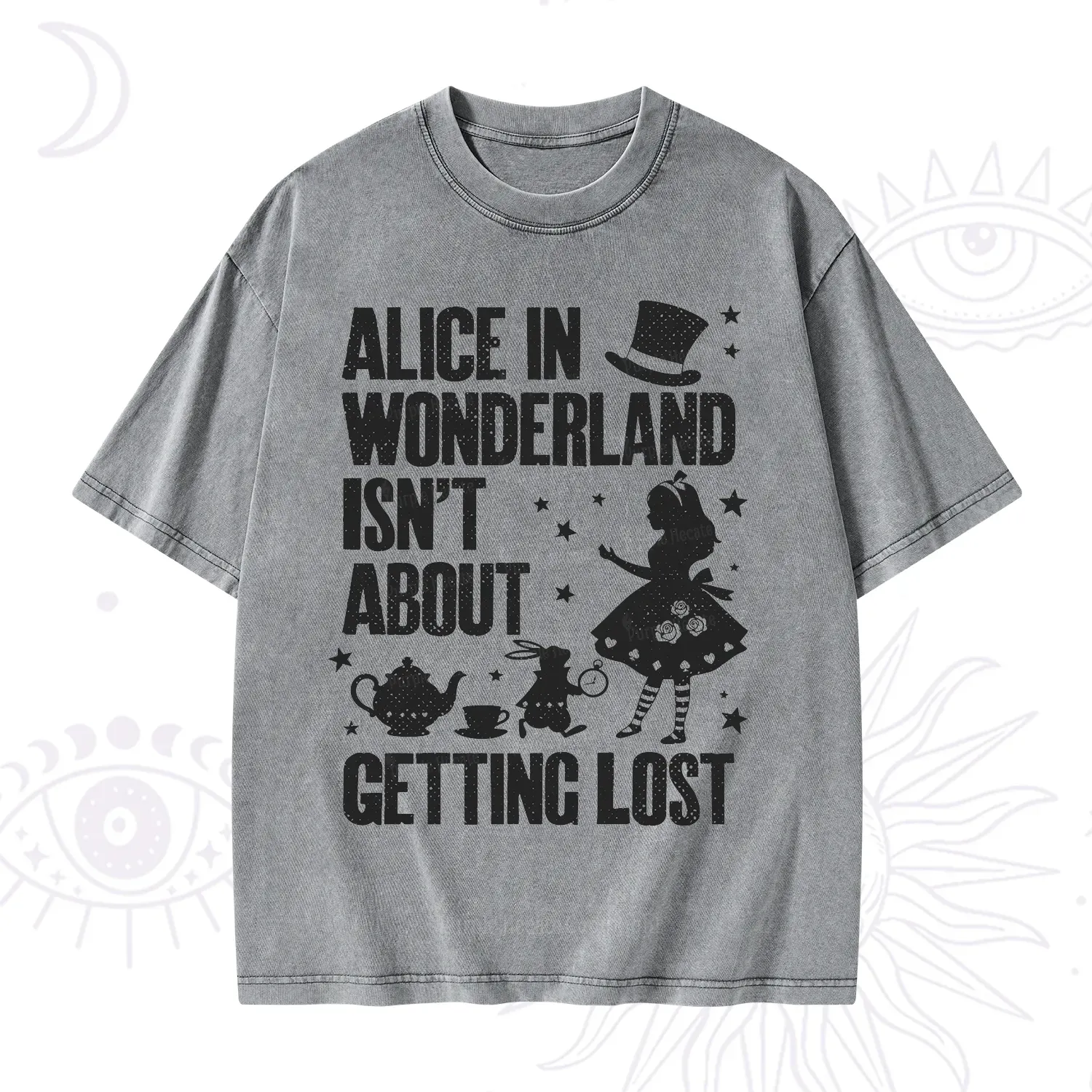 Purplehecate Alice Style Wonderland Girl Quote Washed T-Shirt