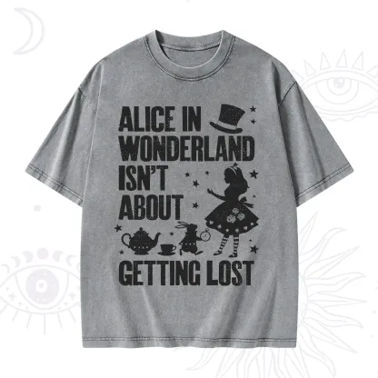 Purplehecate Alice Style Wonderland Girl Quote Washed T-Shirt