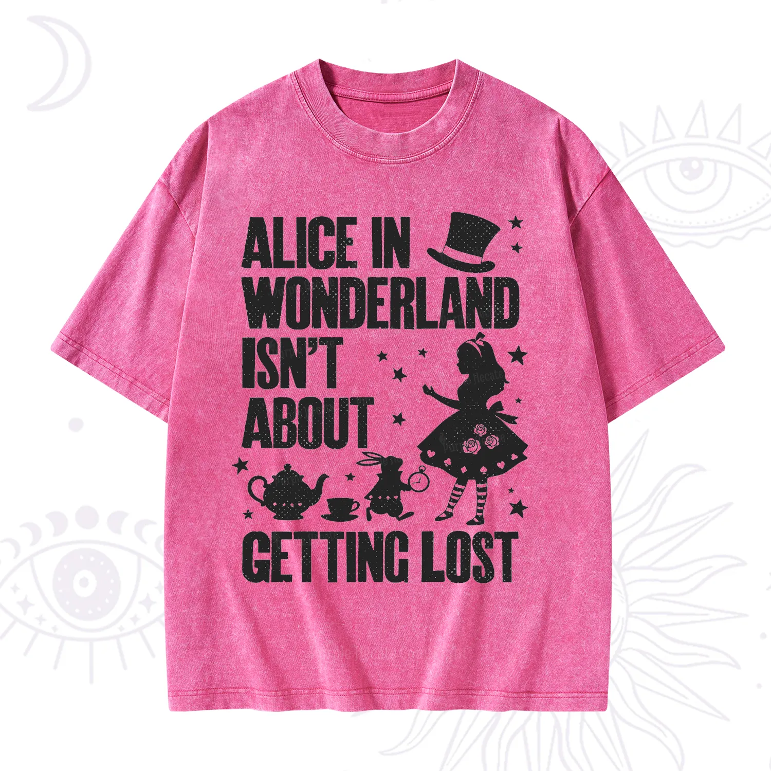 Purplehecate Alice Style Wonderland Girl Quote Washed T-Shirt