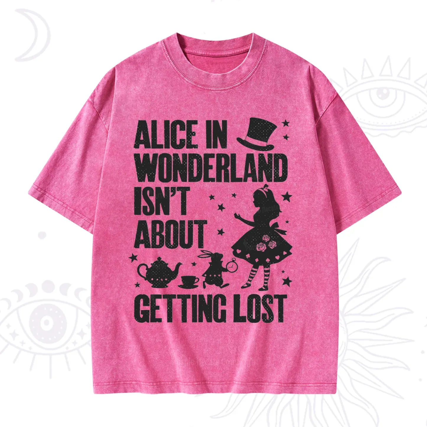 Purplehecate Alice Style Wonderland Girl Quote Washed T-Shirt
