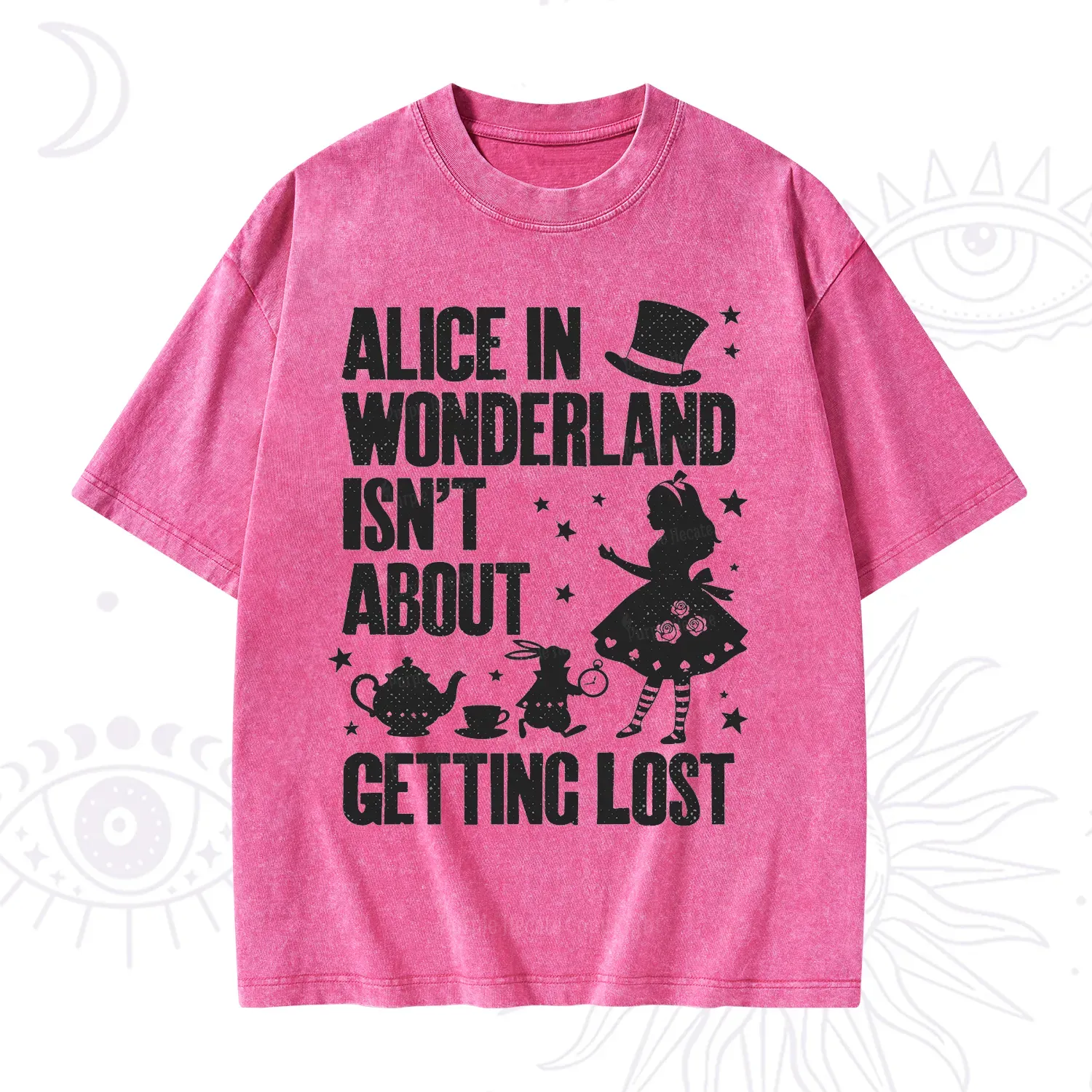 Purplehecate Alice Style Wonderland Girl Quote Washed T-Shirt