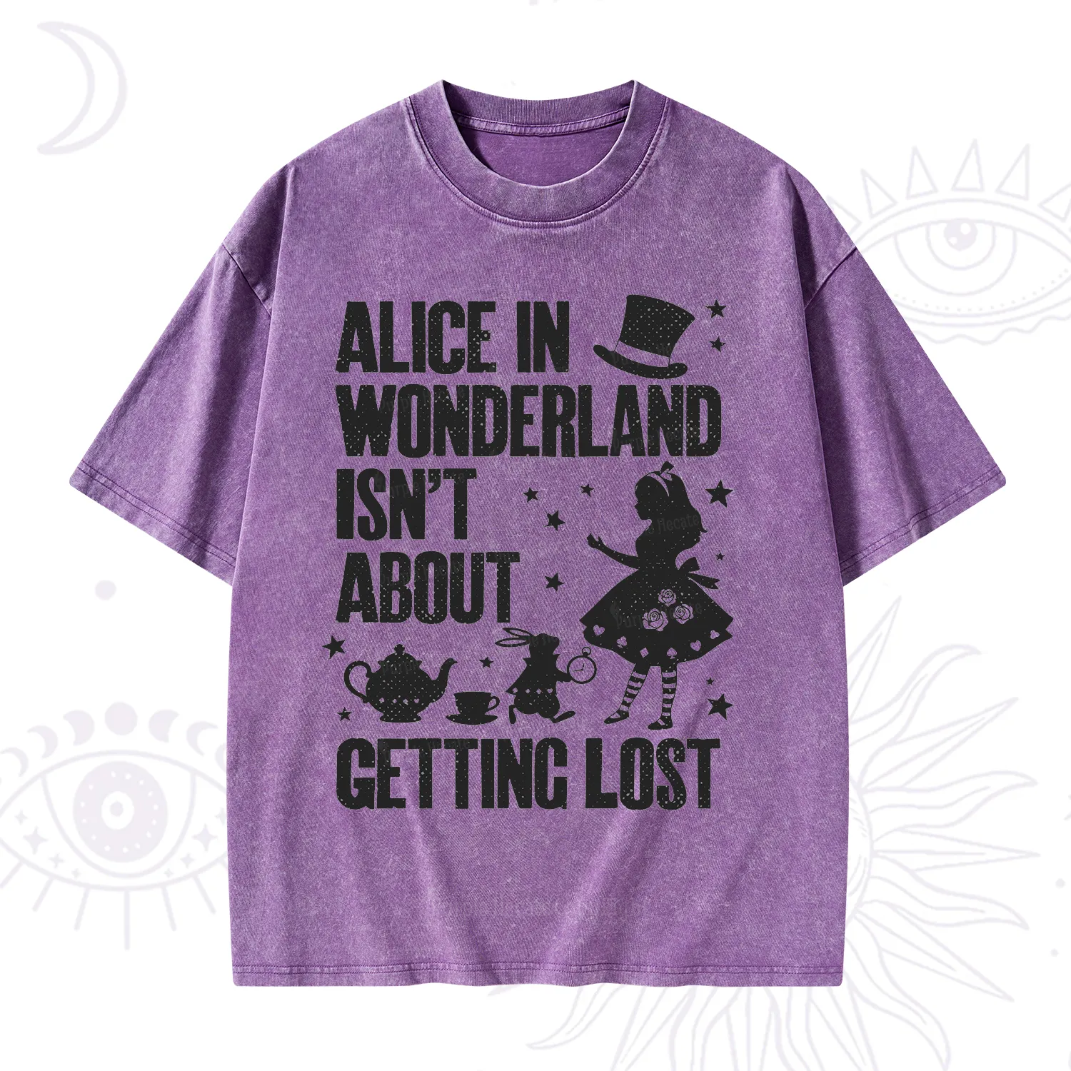 Purplehecate Alice Style Wonderland Girl Quote Washed T-Shirt
