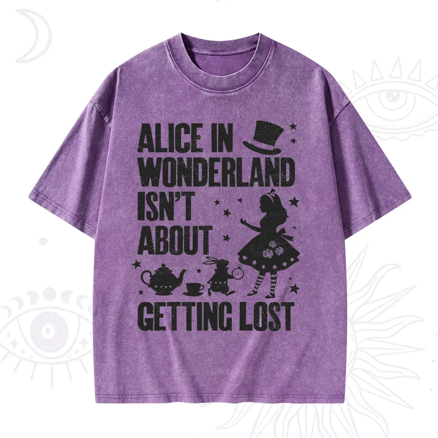 Purplehecate Alice Style Wonderland Girl Quote Washed T-Shirt