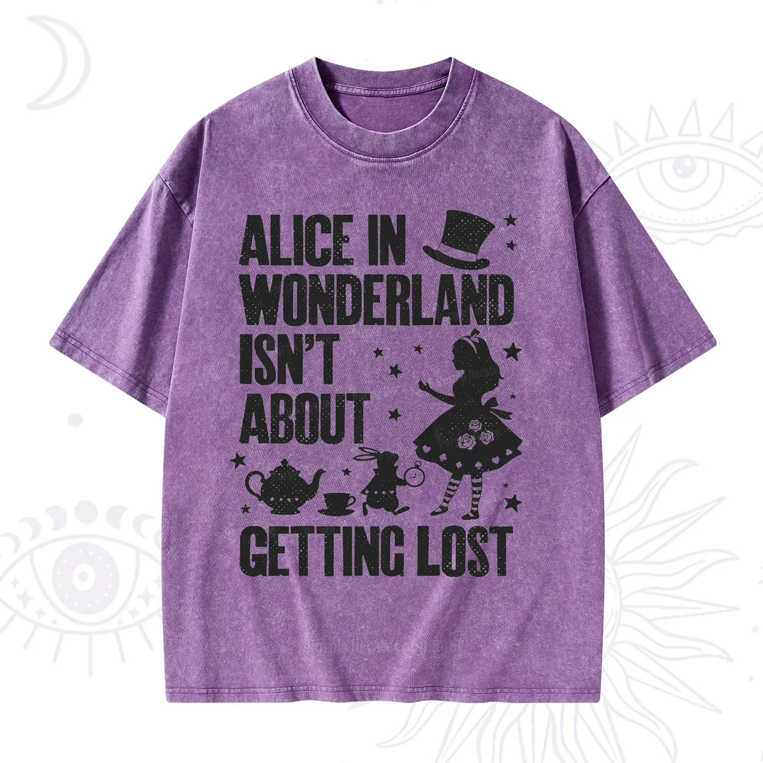 Purplehecate Alice Style Wonderland Girl Quote Washed T-Shirt