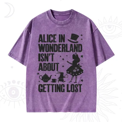 Purplehecate Alice Style Wonderland Girl Quote Washed T-Shirt